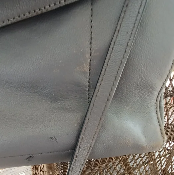 AUTH MILLY GUNMETAL GRAY CHAINLINKED XL LEATHER SATCHEL HANDBAG W/ LONG STRAP! - Picture 12 of 16